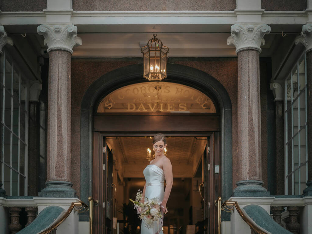 Bride on Front Steps