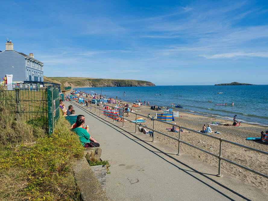 Busy aberdaron beach