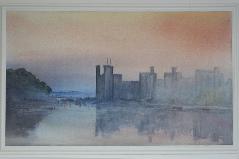 Sunset over Caernarfon castle - Gwynedd North Wales 1980