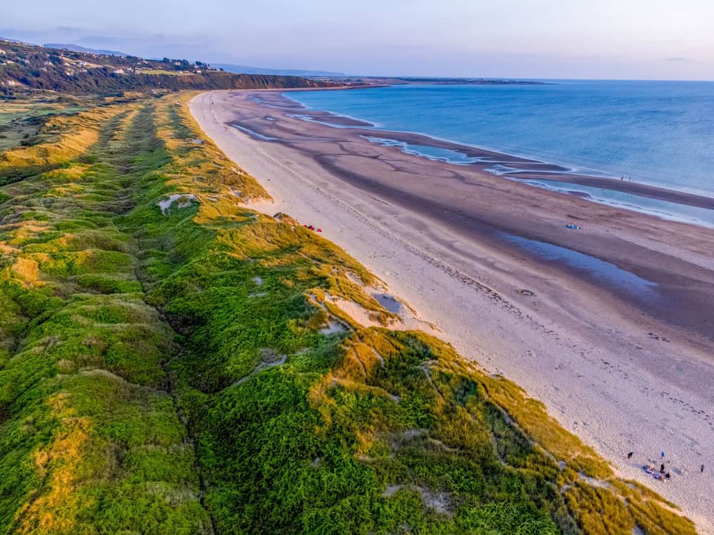 Sunset,Harlech,Beach,Sand,Dunes,,Aerial,Drone,,Gwynedd,,North,Wales,